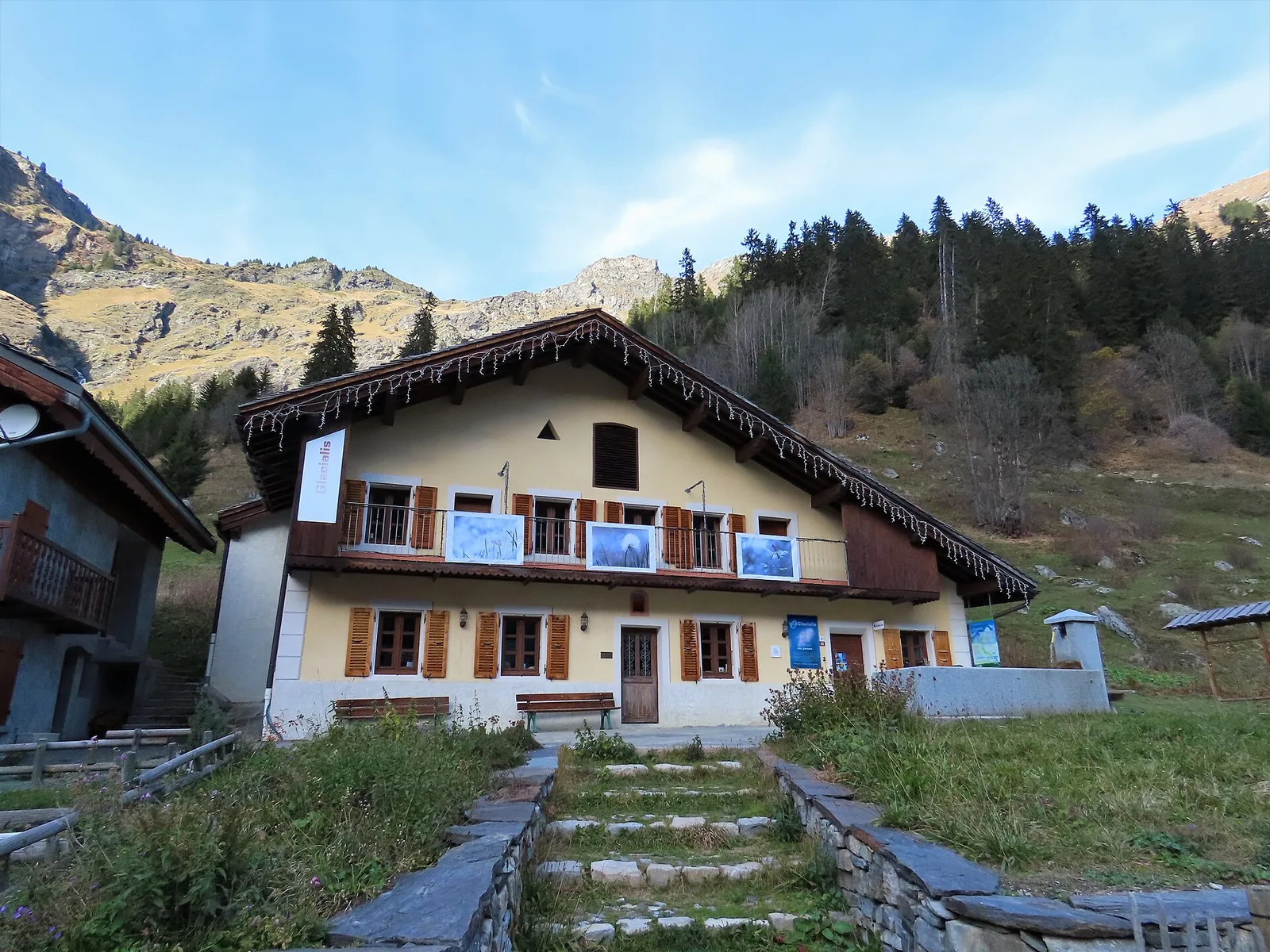 Exterior of Espace Glacialis glacier interpretation centre in Champagny-le-Haut
